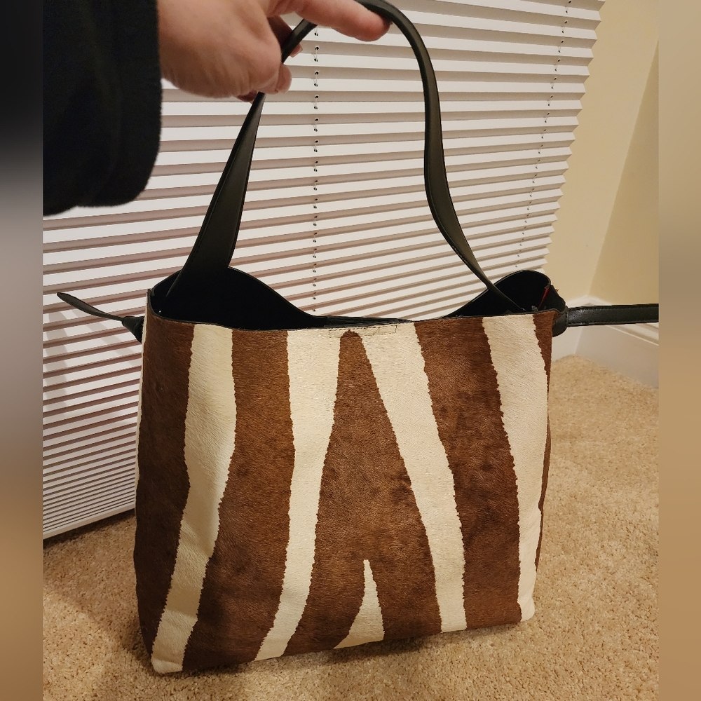 Tote brown zebra and orange